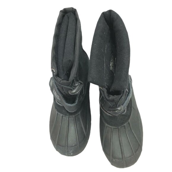 Totes Snow Winter Boots Rain Boys 3 M Jacob Black Suede Slip On Hook Loop - Picture 3 of 10